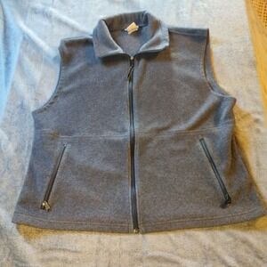 Columbia Mens XL Charcoal Gray Full Zip Fleece Vest Layering Mock Neck Pockets